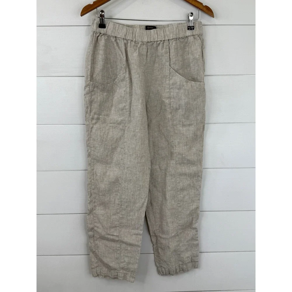 Quince 100% European Linen Tapered Ankle Pants Flax Pull On Pockets M